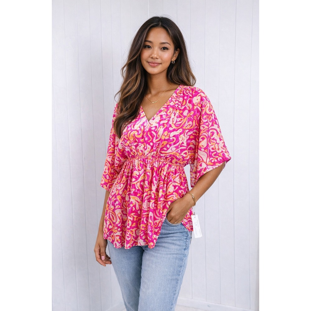 Dear Scarlett 3X Tunic Blouse 3/4 Sleeve Peplum Top NWT